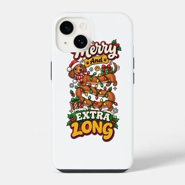 Coque iPhone Joyeux Et Extra Long Noël De Dachshund Drôle De Do (Verso)
