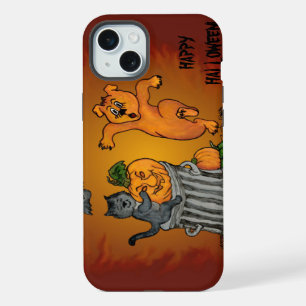 Coque iPhone 15 Plus Joyeux Halloween ! Chat Chauve-souris Chien et Ara