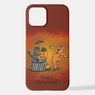 Coque iPhone 12 Joyeux Halloween ! Chien et araignée de chauve-sou