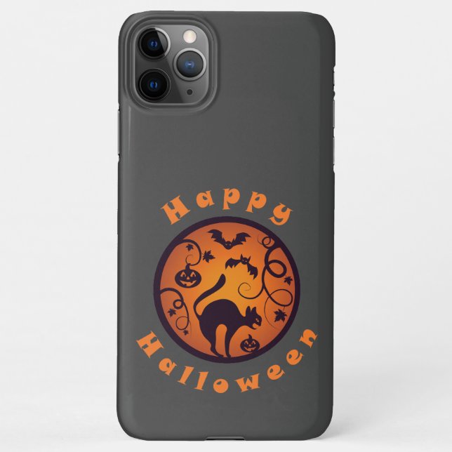 Coque iPhone Joyeux Halloween lanterne chat noir araignées et c (Dos)