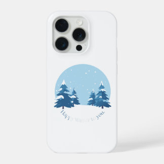 Coque iPhone 15 Pro Joyeux Hiver À Vous Pins enneigés Esthétique