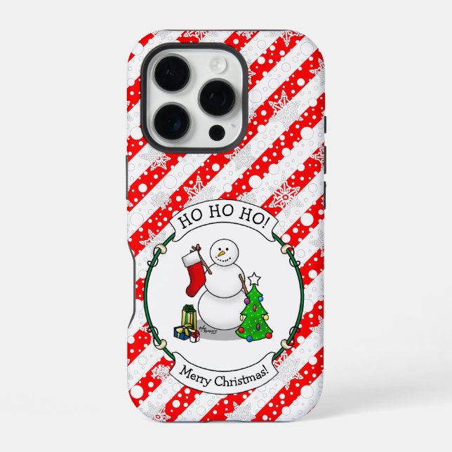 Coque iPhone Joyeux Noël 2 Arbre Stocker Snowman (Verso)