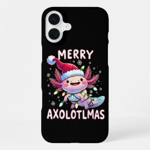 Coque iPhone 16 Plus Joyeux Noël Axolotl Lumières Axolotlmas Arbre