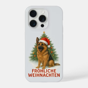 Coque iPhone 15 Pro Joyeux Noël berger allemand de Noël