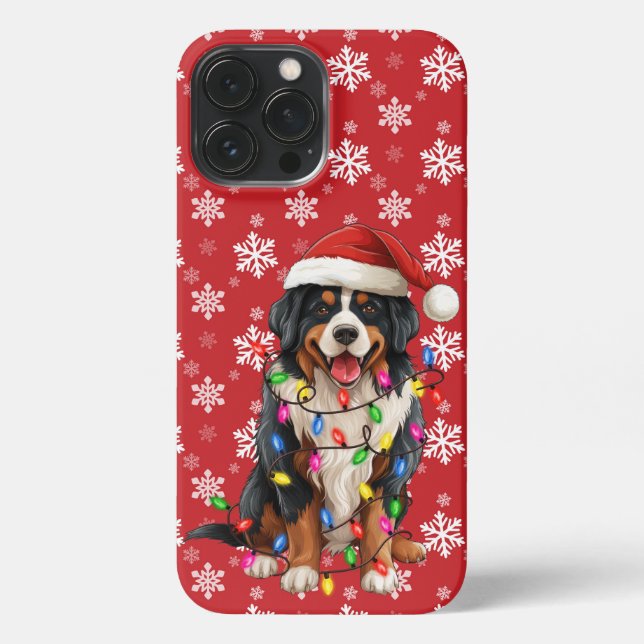 Coque iPhone Joyeux Noël Bernese Mountain Dog Santa Hat (Verso)