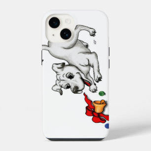Coque Pour iPhone 14 Joyeux Noël ! Chiot avec Bell et Ball
