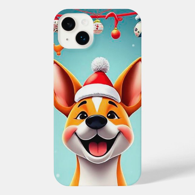 Coque iPhone Joyeux Noël Chiot Kawaii Chien avec Cadeaux (Verso)