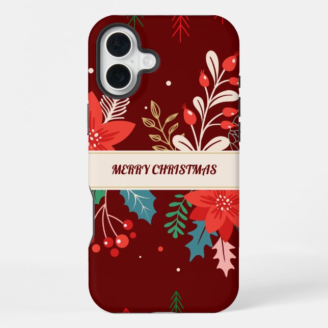 Coque iPhone Joyeux Noël Floral (Verso)