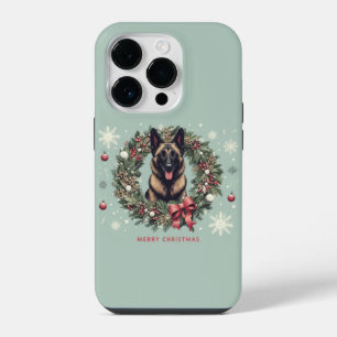 Coque Pour iPhone 14 Plus Joyeux Noël Malinois Belge Chien Xmas