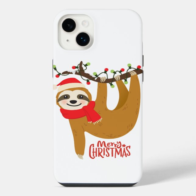 Coque iPhone Joyeux Noël Paresseux | Vacances (Verso)