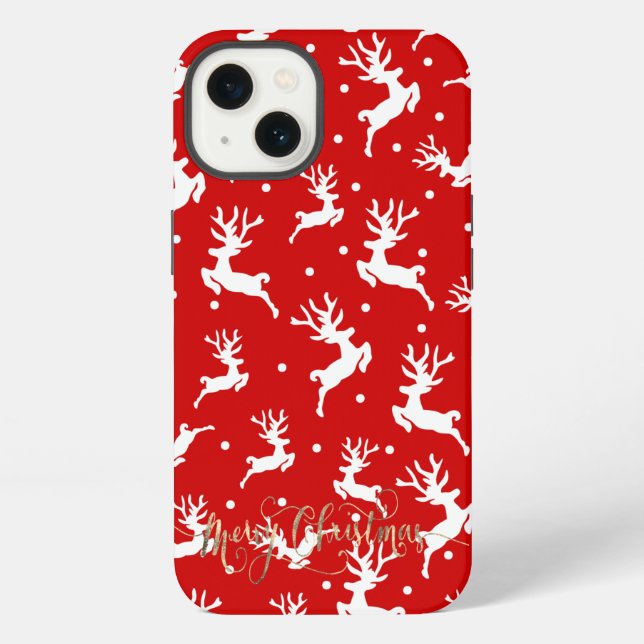 Coque iPhone Joyeux Noël Rénes Rouges (Verso)