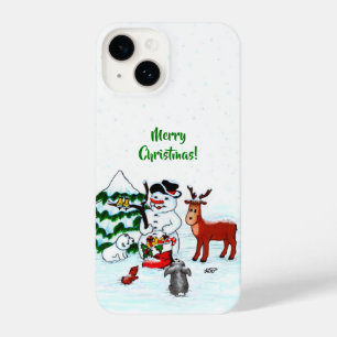 Coque Pour iPhone 14 Joyeux Noël ! Snowman avec amis