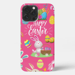 Etui iPhone 13 Pro Max Joyeux Pâques, Amusants Souhaits De Lapin Et Color