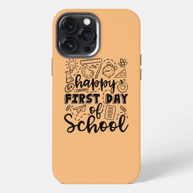 Coque iPhone Joyeux Premier Jour D'École Typographie Professeur (Verso)