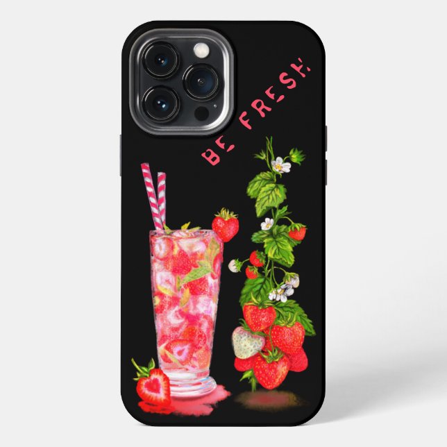 Coque iPhone Jus de fraise boisson fraîche (Verso)