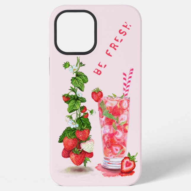 Coque iPhone Jus de fraise frais boisson fraîche - Fruit d'été (Verso)