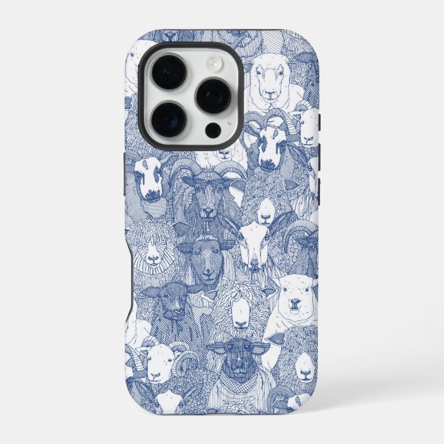 Coque iPhone juste mouton classique bleu blanc (Verso)