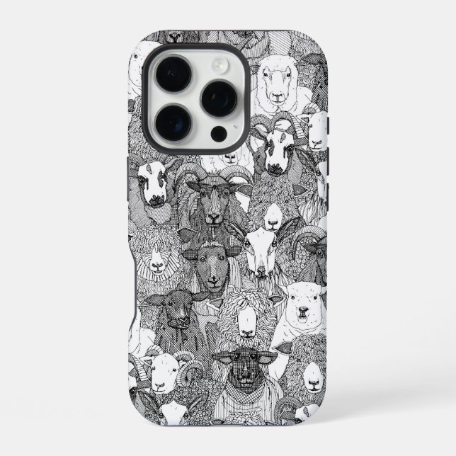 Coque iPhone juste moutons noir blanc (Verso)