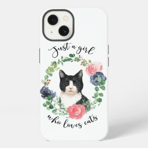 Etui iPhone 13 Juste une fille qui aime les chats bleu floral