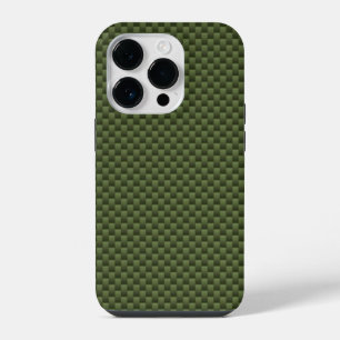 Coque Pour iPhone 14 Plus Kaki Vert fibre de carbone Texture automobile