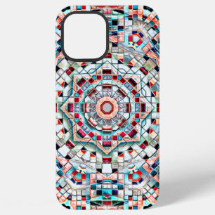 Coque iPhone 12 Pro Max Kaleidoscope coloré de carreaux à texture rugueuse