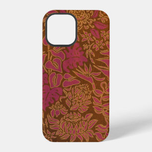 Coque iPhone 12 Pro Kauai Morning Hawaiian Protéa Faux Bois Floral