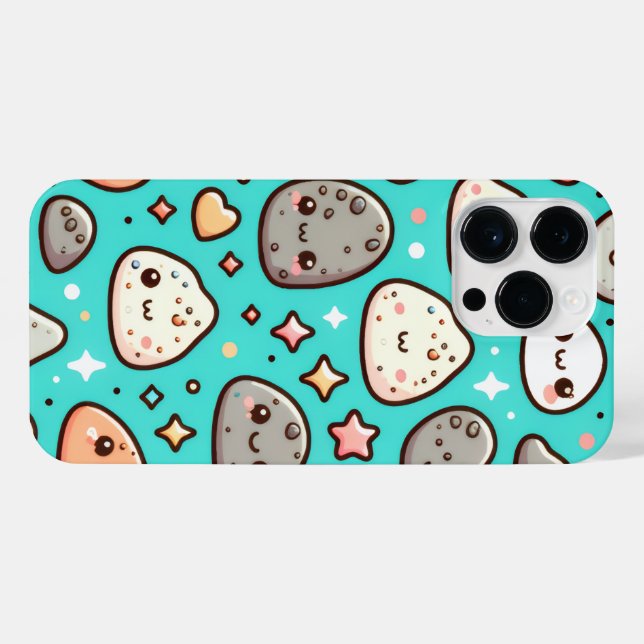 Coque iPhone Kawaii Aesthetic iPhone Case – Teal Background (Verso Horizontal)