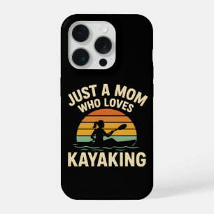 Coque iPhone 15 Pro Kayak Maman Coucher de Soleil Rétro - Mamans Vinta