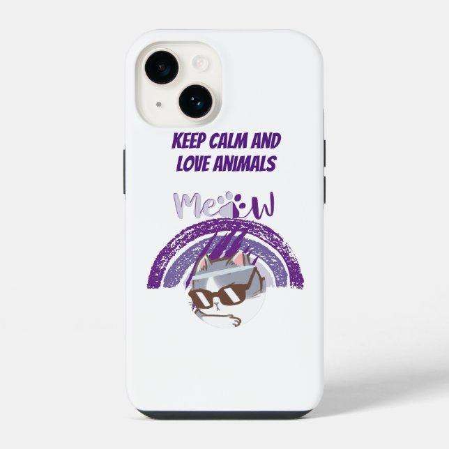 Coque iPhone keep calm and love animals phrase (Verso)