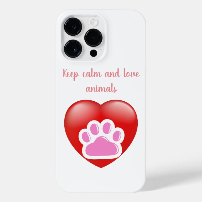 Coque iPhone keep calm and love animals phrase (Verso)