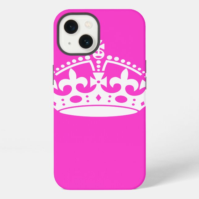 Coque iPhone KEEP CALM CROWN on Hot Pink Customize This! (Verso)