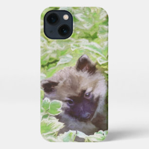 Etui iPhone 13 Keeshond Puppy in the Garden Peinture Art original