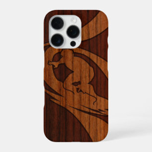 Coque iPhone 16 Pro Kewalos Hawaiian Surfer Faux Bois Koa