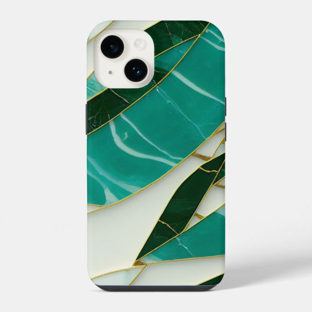 Coque iPhone Kintsugi marbre de jade esthétique (Verso)
