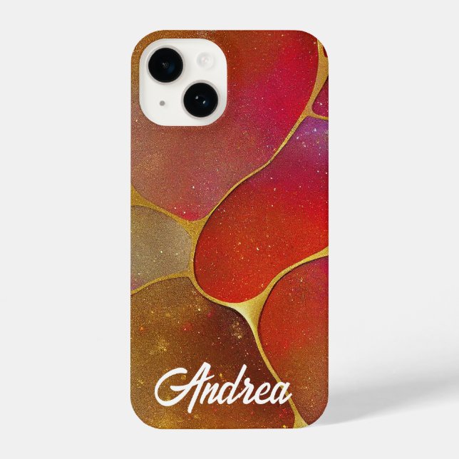 Coque iPhone Kintsugi rouge et or (Verso)