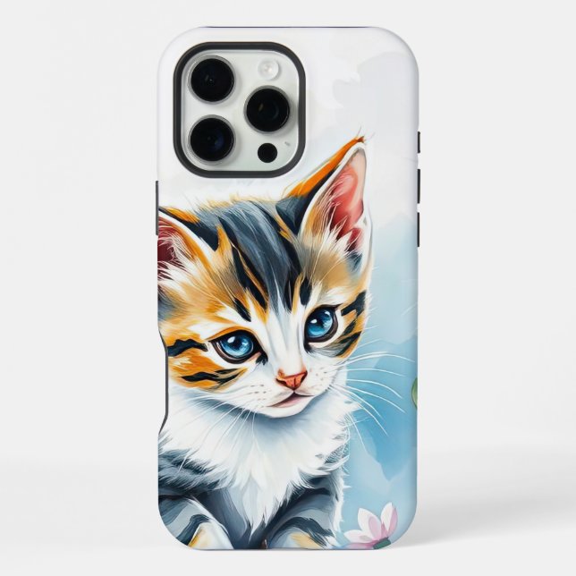 Coque iPhone Kitten dans un jardin fleuri (Verso)