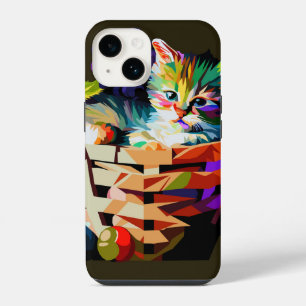 Coque Pour iPhone 14 Kitten dans une corbeille de fruits