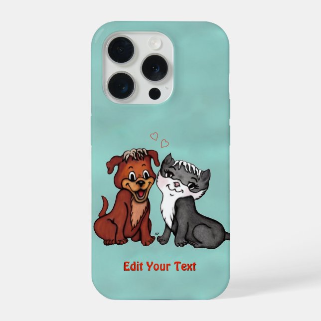 Coque iPhone Kitty et Puppy, Modifier votre texte (Verso)