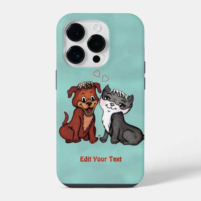 Coque iPhone Kitty et Puppy, Modifier votre texte (Verso)