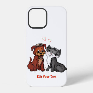 Coque iPhone 12 Kitty et Puppy, Modifiez votre texte