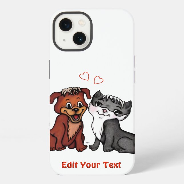 Coque iPhone Kitty et Puppy, modifiez votre texte (Verso)