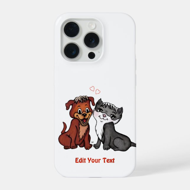 Coque iPhone Kitty et Puppy, modifiez votre texte (Verso)