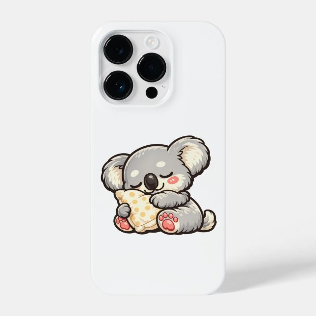 Coque iPhone Koala Mignon Endormi avec Oreiller (Verso)
