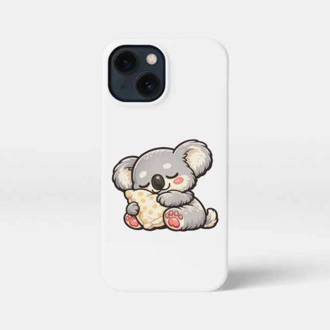 Coque iPhone Koala Mignon Endormi avec Oreiller (Verso)