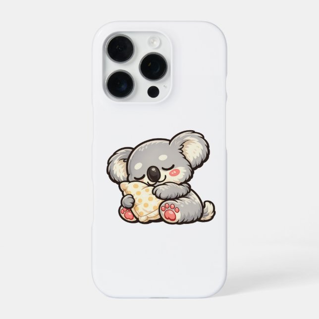 Coque iPhone Koala Mignon Endormi avec Oreiller (Verso)