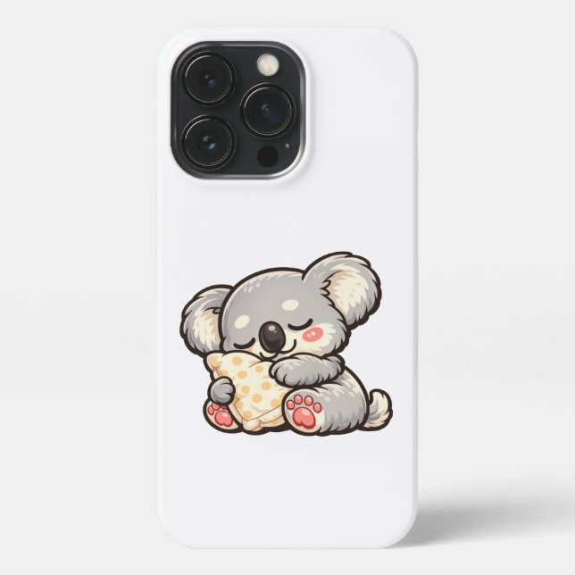 Coque iPhone Koala Mignon Endormi avec Oreiller (Verso)