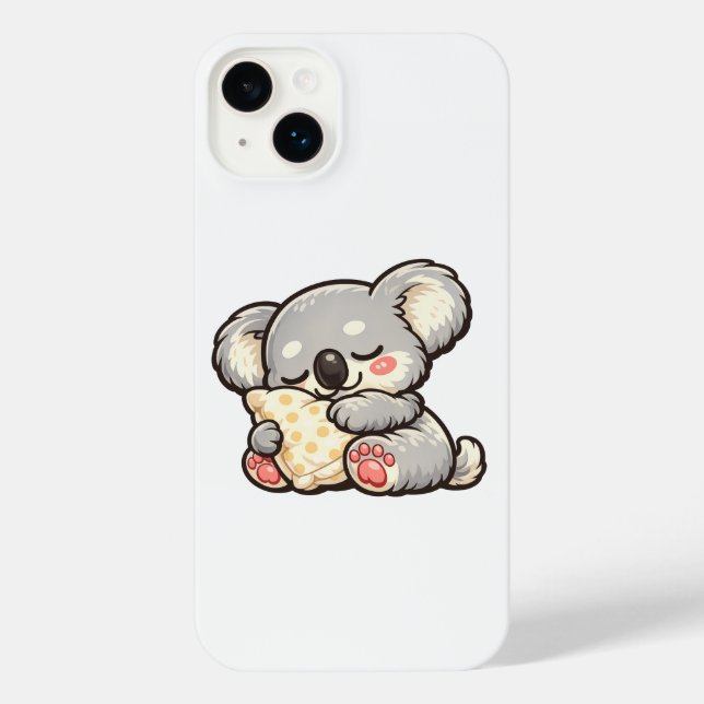 Coque iPhone Koala Mignon Endormi avec Oreiller (Verso)