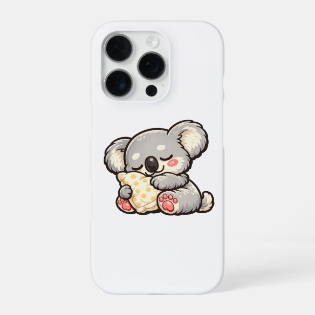 Coque iPhone Koala Mignon Endormi avec Oreiller (Verso)