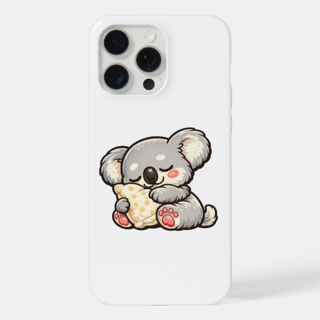 Coque iPhone Koala Mignon Endormi avec Oreiller (Verso)