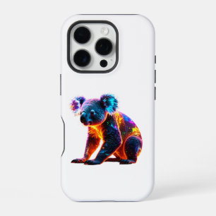 Coque iPhone 16 Pro Koala Néon Lumineux – Art Fantastique et Vivant de